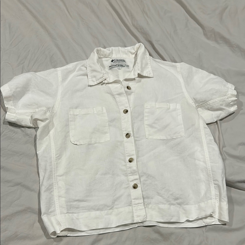 Columbia vintage cotton/ramie boxy button down shirt size large